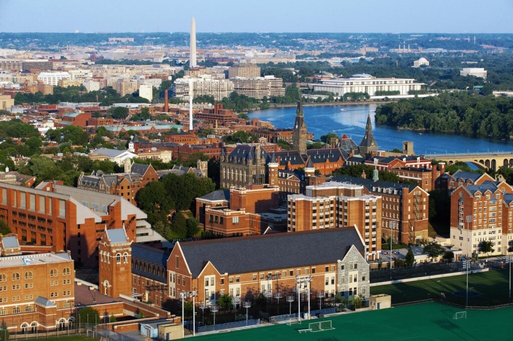 Aerial view of Georgetown's campus